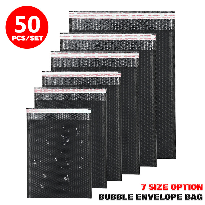 25pcs 50pcs 7 Sizes Black Bubble Mailers Padded Envelopes Lined Poly MailerShockproof Mailer waterproof Mailer Self Seal