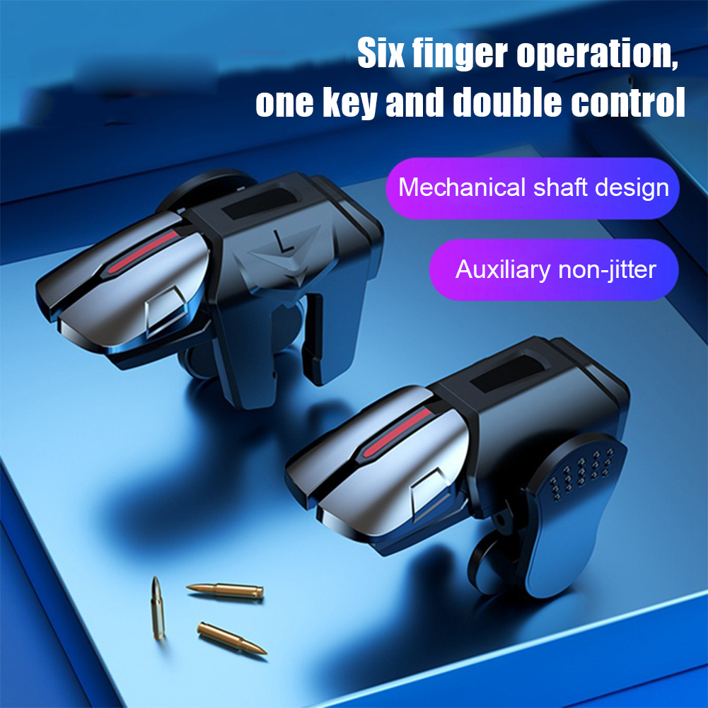 For PUBG Game Controller 6 Fingers Mobile Phone Gamepad Mobile Joystick Trigger Aim Shooting L1 R1 Key Button For IPhone Android