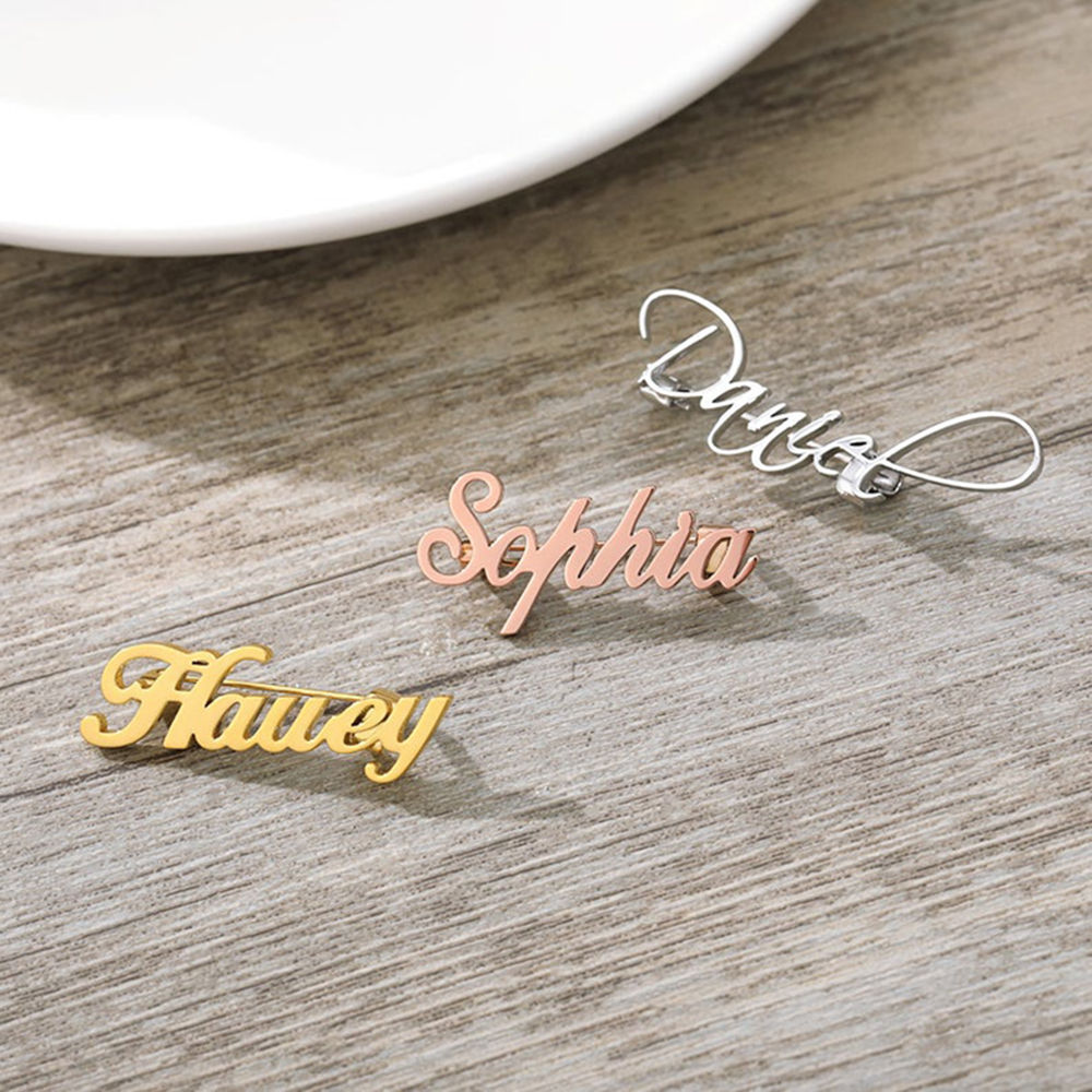 Sherman Custom Brooch Can Be Customized Name Jewelry Rose Gold Lapel Pin Stainless Steel Ladies Brooch Custom Unique Gift