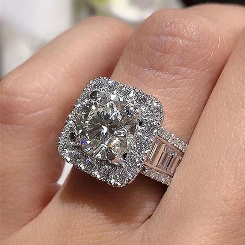 Huitan Newly-designed Engagement Rings for Women High- Cubic Zirconia Gorgeous Proposal Ring Gift Wedding Bands Jewelry