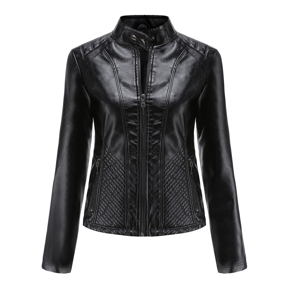 Leather Jacket Women Autumn Spring Female Coat   Black Red Brown Clothes Ladies Jaqueta Feminina Veste Cuir Femme XXL
