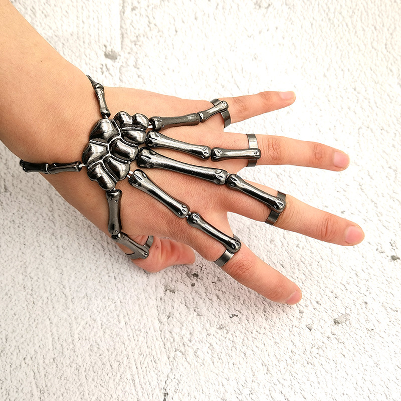 Steam Punk Bracelet For Men Gothic Hand Skull Skeleton Elasticity Adjustable Couple Women Bracelet Bangles Jewelry