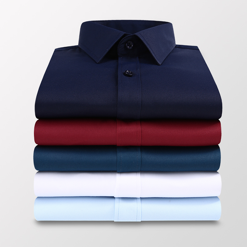 Plus Size 5XL 6XL 7XL Men Solid Color Business Shirt  Casual Slim White Long Sleeve Shirt Male  Clothes