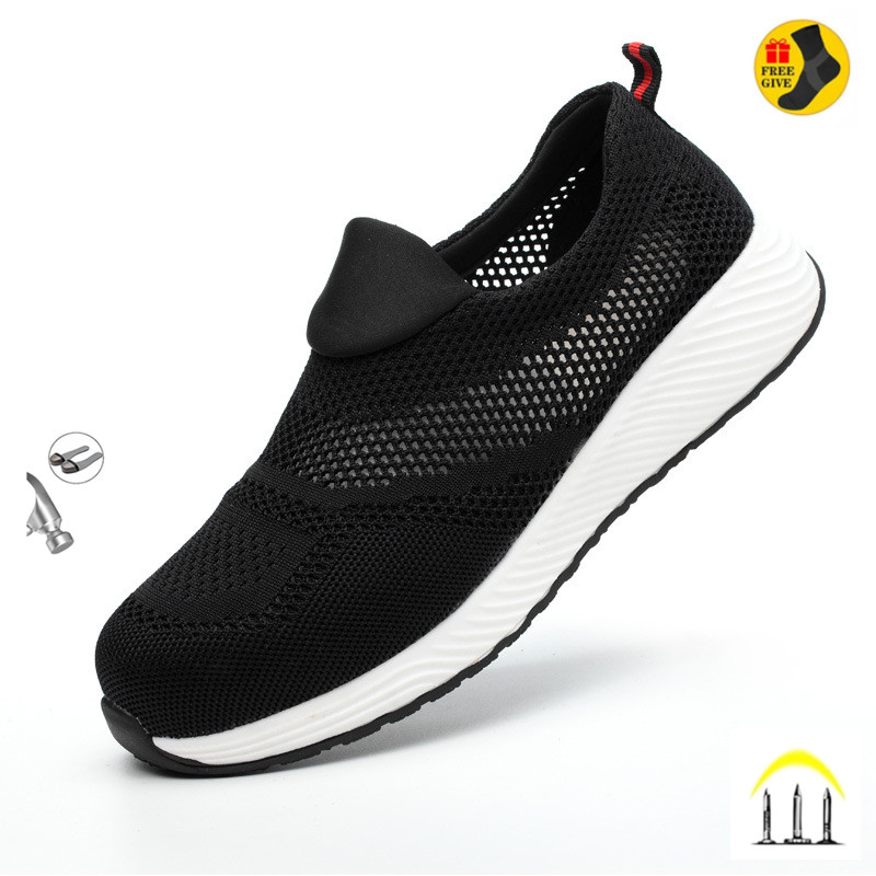  Summer Breathable Men Casual Shoes Steel Toe Cap Indestructible Safety Working Shoes Outdoor Men Footwear