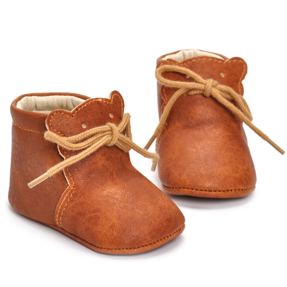 Newborn Leather Shoes Soft Sole Leather Sneakers Shoes Prewalker For Toddler Kids Infant Baby  Girls Anti-slip 0-18M