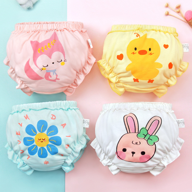 Baby Girl's Cotton Ruffle Shorts Infant Diaper Cover Bloomers Cute Bow-knot Underwear Briefs Pink Panties Frilly Knickers