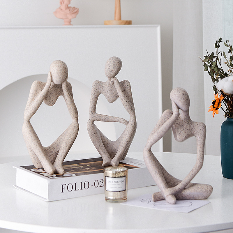 Nordic Creative Furnishings Decoration Living Room Decorations Thinker Abstract Character Sandstone Decoration Hallway Decoratio