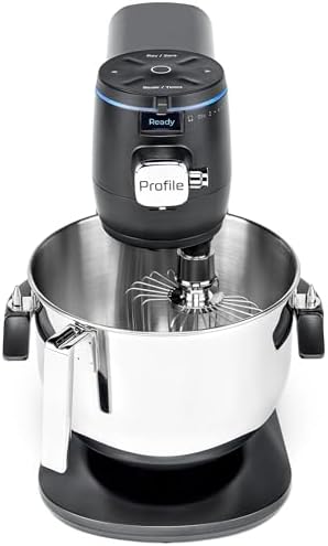 GE Profile Smart Stand Mixer, Built-In Smart Scale & Auto Sense Technology, 7qt Stainless Steel Bowl, 11 Speed, Includes Dough Hook, Beater, 11-Wire Whip, WiFi and Smart Connected, Carbon Black