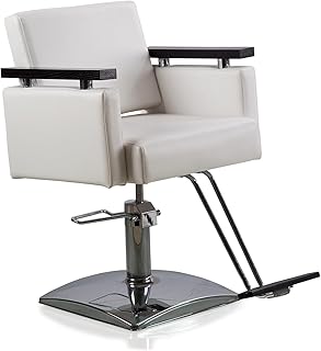 Salon Chair for Hair Stylist, Stylist Chair with Heavy Duty Hydraulic Pump, 360 Degrees Rolling Swivel Spa Beauty Equipment for Hair Stylist (Americana, White(Square Base))